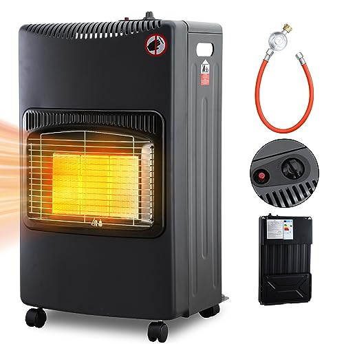 Tubiaz Gasheizofen 4,2 KW Gasheizgerät Faltbar Gas Heizstrahler inkl. Überhitzungsschutz und Kippschutz, ODS Flammschutzeinrichtung, Piezozünder, 305 g/h Gasverbrauch, mit Druckregler & Schlauch von Tubiaz