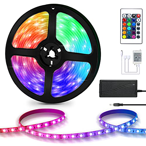 Tubiaz LED Strip 1m LED Streifen Farbwechsel, RGB SMD 5050, Selbstklebend LED Strips, Flexibel LED Band mit 24 Tasten Fernbedienung, für TV Deko Haus Schlafzimmer Küche Party von Tubiaz