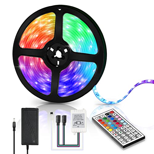 Tubiaz LED Strip 2m LED Streifen RGB 5050 LED Stripes TV Hintergrundbeleuchtung Dimmbar Led Lichterkette mit 44 Tasten Fernbedienung für Schrankdeko, Party, Zuhause, Schlafzimmer von Tubiaz