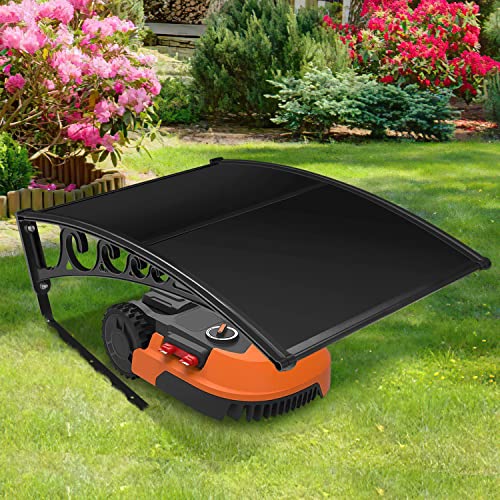 Tubiaz Mähroboter Dach 106 x 87 x 50 cm Mähroboter Garage aus Polycarbonat Carport Garage Überdachung für Rasenroboter Rasenmäher Regenschutz UV-Schutz(Schwarz) von Tubiaz
