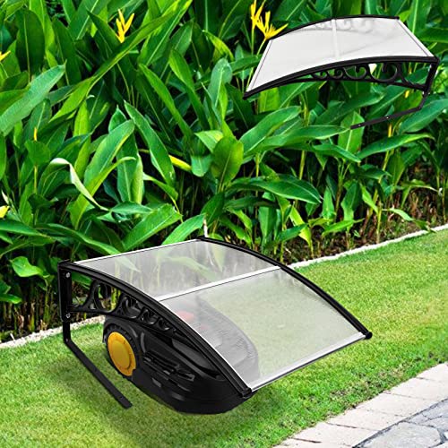 Tubiaz Mähroboter Dach 106 x 87 x 50 cm Mähroboter Garage aus Polycarbonat Carport Garage Überdachung für Rasenroboter Rasenmäher Regenschutz UV-Schutz(Transparent) von Tubiaz