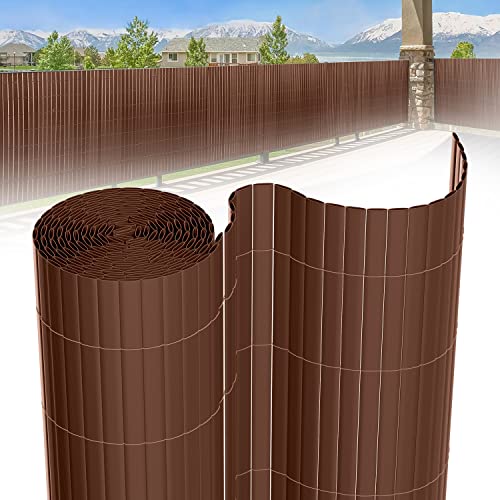 Tubiaz PVC Sichtschutzmatte 100×600cm, Sichtschutz Zaun mit Interne Verstärkung, Balkon Sichtschutz Windschutz, Sonnenschutz, Sichtschutz Garten mit Kabelbinder (Braun) von Tubiaz