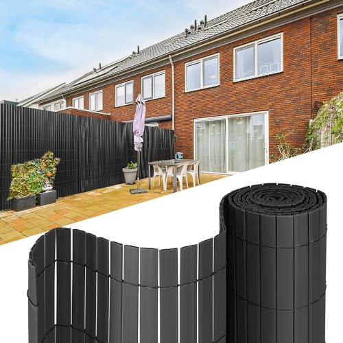Tubiaz PVC Sichtschutzmatte 140×300cm, Sichtschutz im Garten mit W-förmiger Interner Verstärkung, Sichtschutzzaun Wetterfester für Balkon, Garten und Terrasse, mit Kabelbinder (Grau) von Tubiaz
