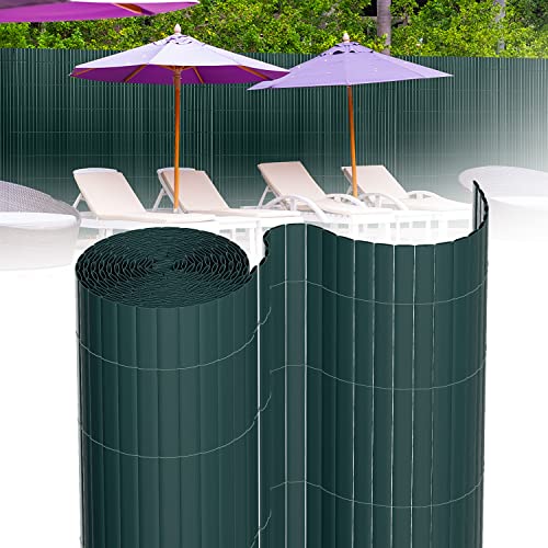 Tubiaz PVC Sichtschutzmatte 160×500cm, Sichtschutz Zaun mit Interne Verstärkung, Balkon Sichtschutz Windschutz, Sonnenschutz, Sichtschutz Garten mit Kabelbinder (Grün) von Tubiaz