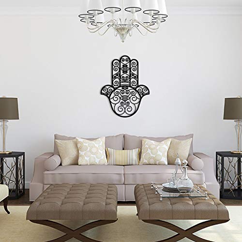 Tubibu %100 Metall Hand der Fatima Hamsa Segen für das Zuhause – in Hebräisch – Viel Glück Wanddekoration Wandkunst von Tubibu