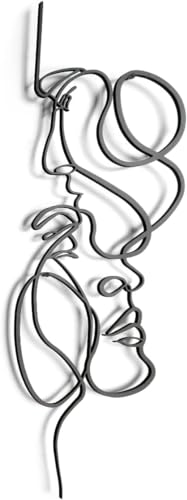 Tubibu Abstraktes Paar Wandkunst, Minimalistische Frau Mann Silhouette Kunstwerk, Frauen Kunstdruck, Linie Kunst Wand-Dekor, 2mm Metall, (40x14) von Tubibu