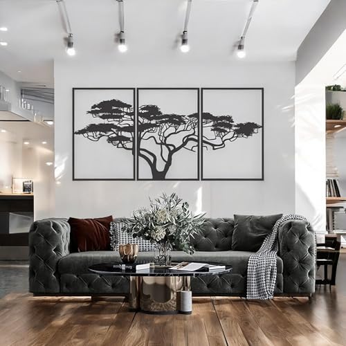 Tubibu Baum des Lebens Wanddeko, Wandbild aus Metall Schwarz, Haus Wandkunst-Dekoration, Wandaufkleber 3D, Moderne Deko, Bilder für Zuhause Büro Schlafzimmer, Wohnzimmer (African, Large) von Tubibu