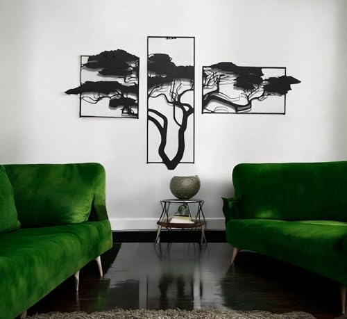 Tubibu Baum des Lebens Wanddeko, Wandbild aus Metall Schwarz, Haus Wandkunst-Dekoration, Wandaufkleber 3D, Moderne Deko, Bilder für Zuhause Büro Schlafzimmer, Wohnzimmer und Küche (Large) von Tubibu