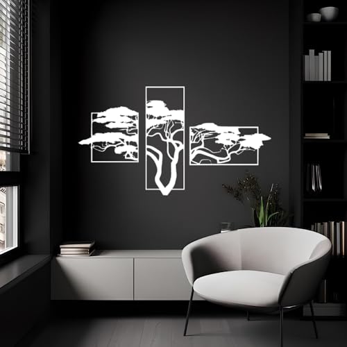 Tubibu Baum des Lebens Wanddeko, Wandbild aus Metall Schwarz, Haus Wandkunst-Dekoration, Wandaufkleber 3D, Moderne Deko, Bilder für Zuhause Büro Schlafzimmer, Wohnzimmer und Küche (White, Large) von Tubibu