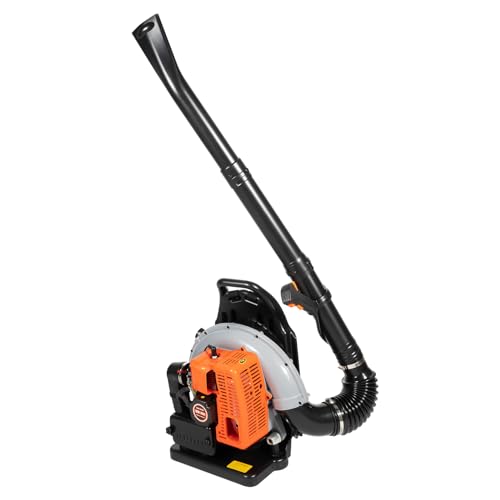 Rucksack Benzin Laubbläser, 63CC 2-Takt 3,6 PS Laubbläser 6800 RPM Benzin Gartenbläser Luftkühlung mit 1.8L Tank, Verstellbarer Schultergurt für Blasen von Blättern, Sand, Kies und Schnee von Tubisku