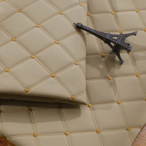 Tuccbay Automobil Gesteppter Stoff Aus Kunstleder Vinyl-Diamant Auto Dachhimmel Kopfteil Stoff Für DIY-Projekte, Kopfteile, Wohnkultur(Size:1mX1.4m,Color:1 Khaki) von Tuccbay
