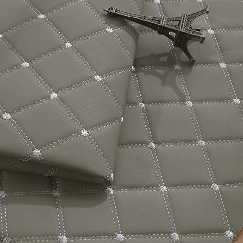 Tuccbay Automobil Gesteppter Stoff Aus Kunstleder Vinyl-Diamant Auto Dachhimmel Kopfteil Stoff Für DIY-Projekte, Kopfteile, Wohnkultur(Size:4mX1.4m,Color:2 Gray) von Tuccbay