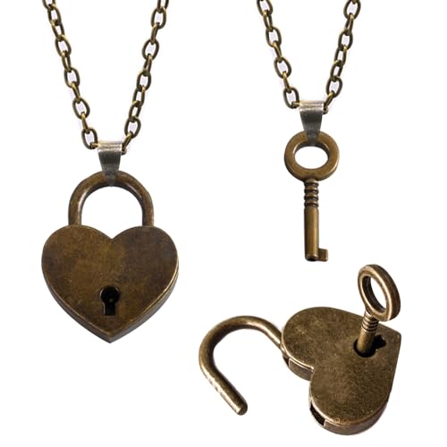 Tucireat 2 Stück VorhäNgeschloss Antik Vintage Mit Schlüscsel Mini Vintage Liebesschloss Minischloss Vorhängeschloss Antik Schloss Mit Schlüssel Herz Liebesschloss Heart Locker Für Tagebuch von Tucireat