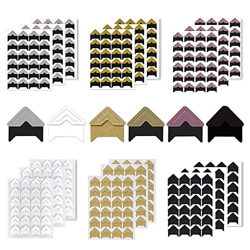 Tucireat Fotoecken Bunt 432 Stück Photo Corners Self-Adhesive Fotoecken Selbstklebend Eckenschutz Fotoecken Gold Foto Ecken Aufkleber Papier Fotoaufkleber Fotoklebeecken Klebeecken für Fotos 6 Farben von Tucireat
