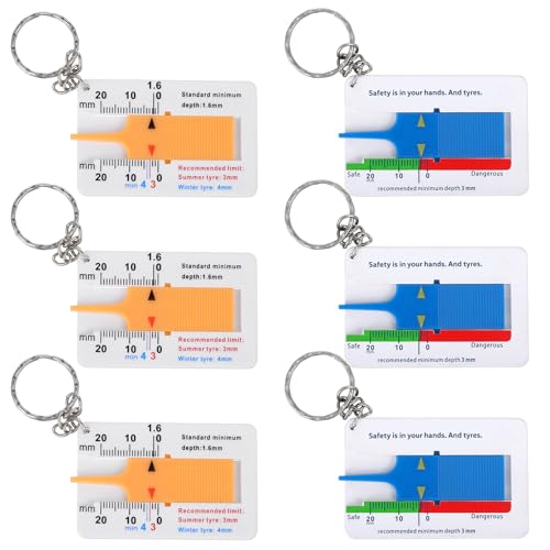 6 Stück Reifen Profiltiefenmesser 0-20 mm Tragbarer Profiltiefenmesser für Reifen ABS Kunststoff Reifenprofiltiefenmesser für Auto Motorrad LKW von Tucnoeu