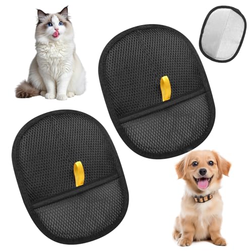 Tucnoeu 2 Stück Tierhaarentferner Handschuh, Wiederverwendung Katzenhandschuh, Handschuh Katzenhaare, Geeignet zur Entfernung von Tierhaaren aus Bettwäsche, Teppichen und Sofas von Tucnoeu