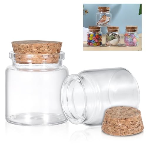 Tucnoeu 4 Stück 50ml Mini Glasflaschen mit Korken Kleine Gläser mit Deckel Mini Glasflaschen für DIY, Party und Dekoration von Tucnoeu