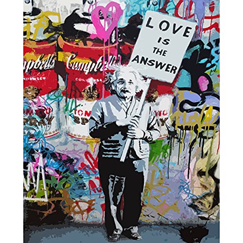 Ölgemälde "Love is The Answer", Banksy-Malen-nach-Zahlen-Set,Banksy-Leinwand, DIY-Ölgemälde für Kinder, Studenten, Erwachsene, Anfänger, mit Pinseln und Acryl-Pigmenten (ohne Rahmen) von Tucocoo