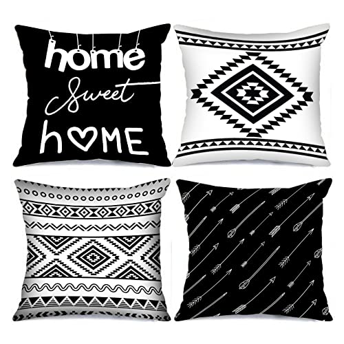 Tucocoo Aztec Cushion Covers Decorative 18x18 Inch Set of 4 Black and White Sweet Home Cushion Covers Geometric Farmhouse Cushion Cover Outdoor Decorations Throw Pillows for Couch von Tucocoo