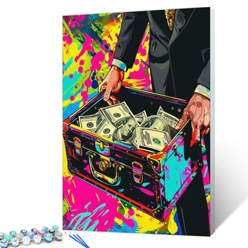 Tucocoo Farbige Box Malen nach Zahlen für Anfänger, DIY buntes Graffiti-Stil, Malen nach Zahlen für Kinder, Kunsthandwerk für Zuhause, Wandkunst, Dekoration, Ölgemälde-Kits, Geschenk für Erwachsene von Tucocoo