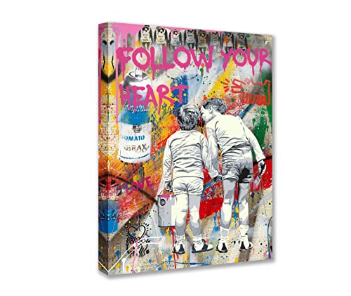 Tucocoo Follow Your Heart Graffiti-Wandkunst, abstrakte Straßenkunst, Leinwandgemälde, bunt, Banksy-Pop-Bilder, modernes Kunstwerk, Heimdekoration für Wohnzimmer, Schlafzimmer, 30x40 cm, 1 Stück von Tucocoo