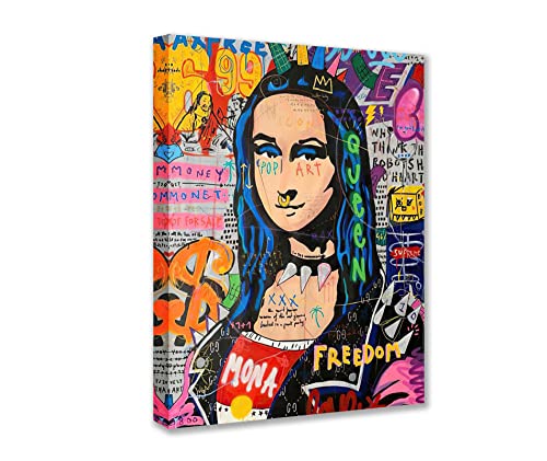 Tucocoo Graffiti Frauen Leinwandbild abstrakte Mona Lisa Gemälde bunte Straße Pop Art Bilder klassisch moderne Kunstwerke Heimdekoration für Wohnzimmer Schlafzimmer gerahmt fertig zum Aufhängen von Tucocoo