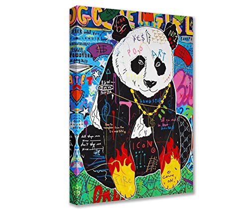 Tucocoo Graffiti-Panda-Leinwand, Wandkunst, Dekoration für Wohnzimmer, Schlafzimmer, Büro, Straße, Pop-Art-Gemälde, 1 Stück, bunte Bilder, modernes Kunstwerk, Hausdekoration, Geschenk, 40 x60 cm von Tucocoo