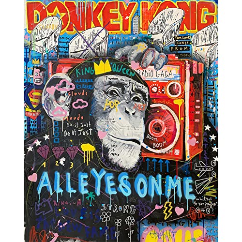 Tucocoo Monkey King Malen nach Zahlen für Erwachsene, Street Pop Art DIY Ölgemälde Kits auf Leinwand mit Pinseln und Acrylpigment, Banksy Graffiti Tierbild für Heimdekoration, 40x 50cm (rahmenlos) von Tucocoo