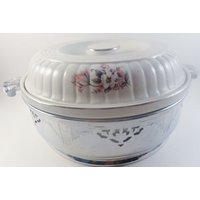 Hall China Blumen Auflaufform Mit Chrom Halter - Forman Family Stoneware Backformen von TucsonTiques