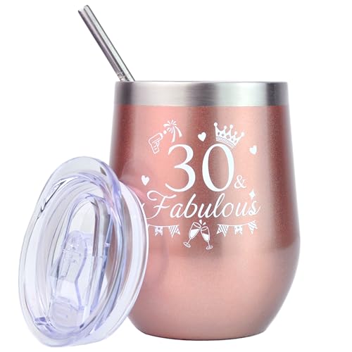 Tucwurl 30 Geburtstag Frauen, Weinbecher Edelstahl Geburtstag 30 Frau, Geschenke 30 Geburtstag Frau, 30 Jahre Geburtstag Frau, Geschenke für Frauen 30 Geburtstag, 12oz (350ml) von Tucwurl