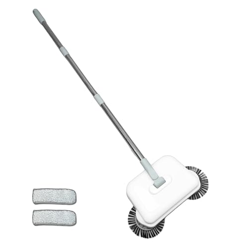 2-in-1 Handkehrmaschine Kehrbesen, 360° drehbare Handkehrmaschine Teppich Kehrmaschine mit verstellbarem Griff Cyclone Sweeper für das Kehren zu Hause im Innen- und Außenbereich von Tudaheuiy