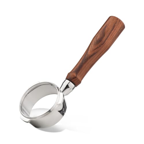 58 mm bodenloser Portafilter, 3 Ohren Edelstahl Espresso Portafilter Kaffee, Holzhandle Portafilter für manuelle Steuerung und Reinigung für Barsetto BA101 BA102 Calph bequem (Cuibourtia material) von Tudaheuiy