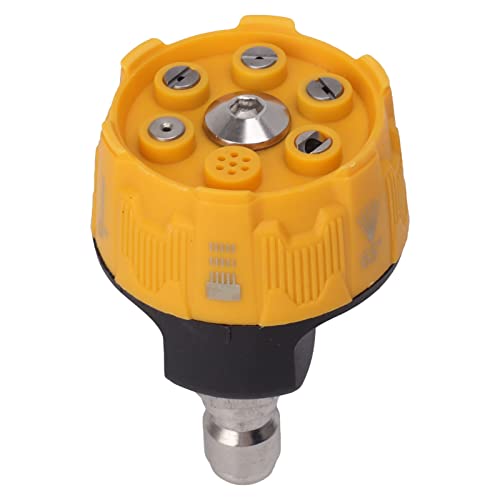 6 in 1 Hochdruckreiniger-Sprühdüse, Verstellbare Sprühdüse mit Schnellkupplung Rotierend 1/4 Zoll Düsenspitze für Autowasche Garten Reinigung Gartensprinkler (Schwarz und Gelb) von Tudaheuiy