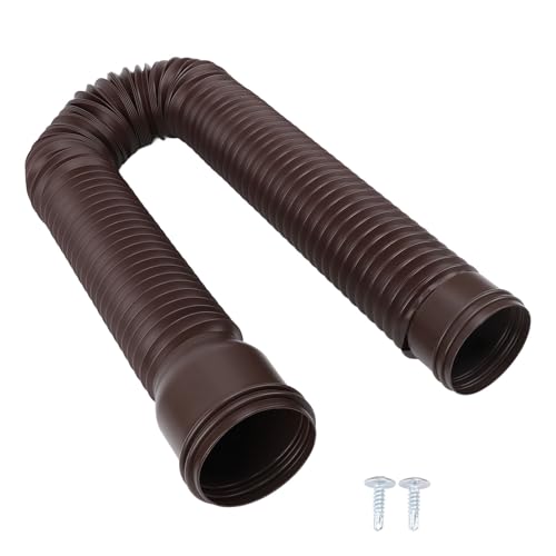 Regenrinnen-Fallrohrverlängerung, Flexibel Ausziehbare PE-Abflussverlängerung Dehnbar Regenrinnen Fallrohr Ablauf Kreisförmiges Dachrinnen Ablaufanschluss Set für die Meisten Fallrohr (Braun) von Tudaheuiy