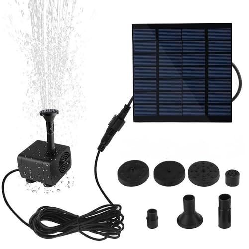 Solarbrunnen, Solarwasserpumpe Kit Solar angetriebener Vogelbad -Brunnen Pumpe mit 4 Düsen Solarpanel Kit im Freien für kleine Teichgarten und Fischtank im Freien im Freien im von Tudaheuiy