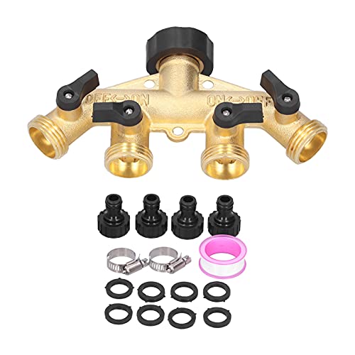 Tudaheuiy 4-Wege-Verteiler, Wasseranschluss Gartenschlauch Verteiler G3/4 Gewinde Wasserhahn-Splitter zu Gartenbewässerung Waschen Haustierenr Wasserdurchfluss regulier von Tudaheuiy