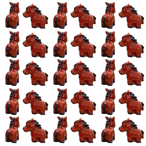Mini-Pferd aus Kunstharz - Das Mini-Pferd ist aus Kunstharz, mit heller Farbe, verblasst nicht leicht, langlebig und langlebig. 30 Stück Pferd von Tuelaly