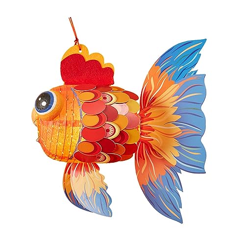 Tuelaly Goldfisch Laterne DIY Kit Chinesischer Stil Glück Handarbeit für Kinder Erwachsene Leuchtende Papier Mitte Herbst Festival Frühling Motto Parteien Tragbare Urlaub Ellipse von Tuelaly