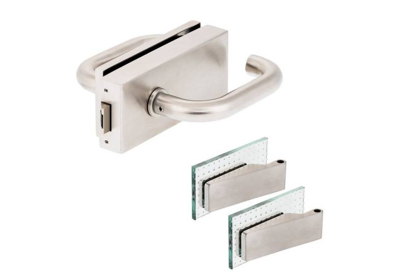 Türbeschläge24 Drückergarnitur Classic Glastürbeschlag Q UV V2A Edelstahl matt inkl. Studiobänder, Viele Griffe zur Auswahl! von Türbeschläge24