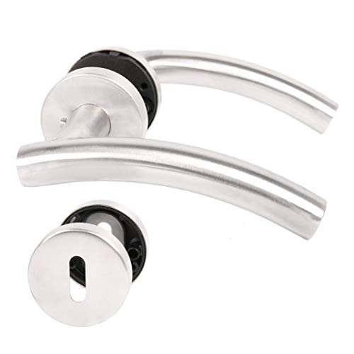 Türdrücker Türklinke Vega aus Edelstahl mit Hochhaltefeder - Buntbart, 130 mm x 20 mm x 52 mm x 10 mm, Silber, Klassisch, Matt-gebürstetem, Edelstahl, 100% von Türdrücker