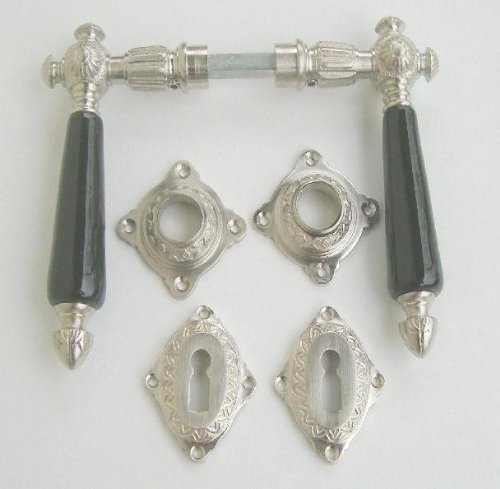 Zimmer- Türklinken Nickel matt Gründerzeit Jugendstil 3-BB-NMS von Tuerklinken-shop