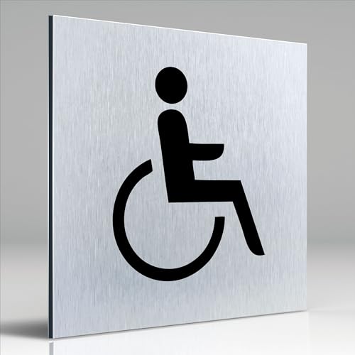 Türschilder24 Aluminium Dibond Schild - Türschild • 120 x 120 x 3 mm • Rollstuhl/Wickelraum • 100% Made in Germany (Rollstuhl) von Türschilder24