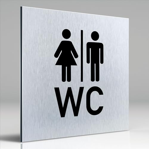 Türschilder24 Aluminium Dibond Schild - Türschild • 120 x 120 x 3 mm • Toilette - WC Pikto Toiletten • 100% Made in Germany (WC + Piktogramm) von Türschilder24