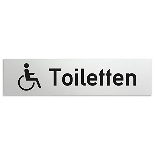 Türschilder24 Aluminium Türschild "Behinderten WC Rollstuhl" 160 x 40 x 1,5mm (Oberfläche veredelt) von Türschilder24