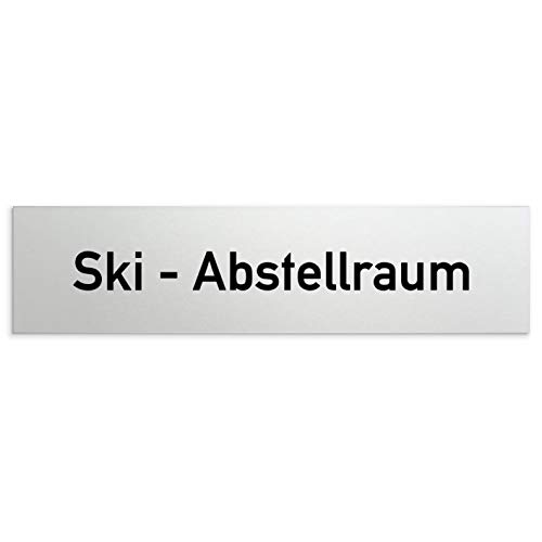 Türschilder24 Aluminium Türschild Ski - Abstellraum 160 x 40 x 1,5mm (Oberfläche veredelt) • Selbstklebend von Türschilder24