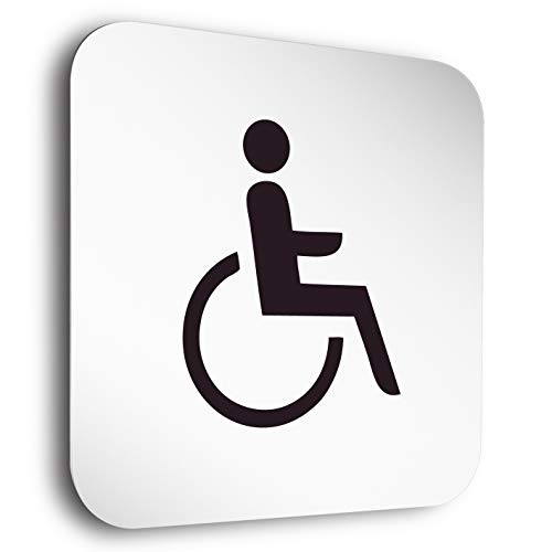 Türschilder24 Aluminium- Türschilder der Extraklasse! • Behindertengerecht Rollstuhl • In der Größe 150 x 150mm • unsichtbare 5mm Abstandhalter verleihen dem Türschild einen exklusiven schwebe Effekt von Türschilder24