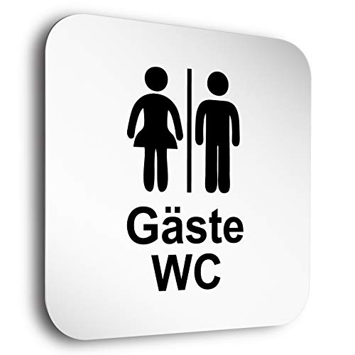 Türschilder24 Aluminium- WC Toiletten Türschild • Gäste WC • In der Größe 150 x 150mm • Besonderheit: unsichtbare 5mm Abstandhalter verleihen dem Türschild einen exklusiven schwebe Effekt von Türschilder24