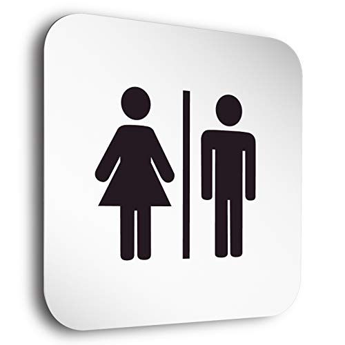 Türschilder24 Aluminium- WC Toiletten Türschild • Toiletten - WC • In der Größe 150 x 150mm • Besonderheit: unsichtbare 5mm Abstandhalter verleihen dem Türschild einen exklusiven schwebe Effekt von Türschilder24