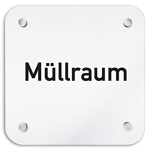 Türschilder24 Aluminium Wandschild 200 x 200 mm • Müllraum • Hinweisschild - Türschild aus 1,5 mm starkem Aluminium • Inklusive Befestigungsmaterial + Wandmontage von Türschilder24