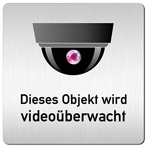 Türschilder24 "Dieses Objekt wird Videoüberwacht – Videoüberwachung" XXL Schild • 125 x 125 mm • INDOOR Schild Türschild aus 1,5mm starkem Aluminium mit veredelter Oberfläche von Türschilder24